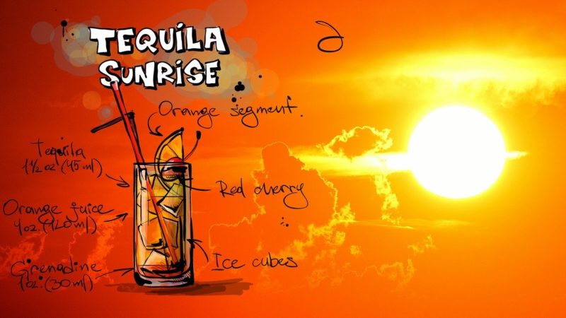 Tequila Sunrise, cocktailul cu melodii și film