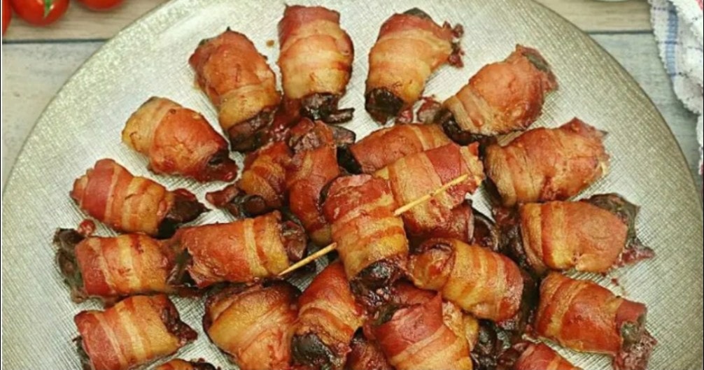Ficăței de pui înveliți în bacon. Rețetă