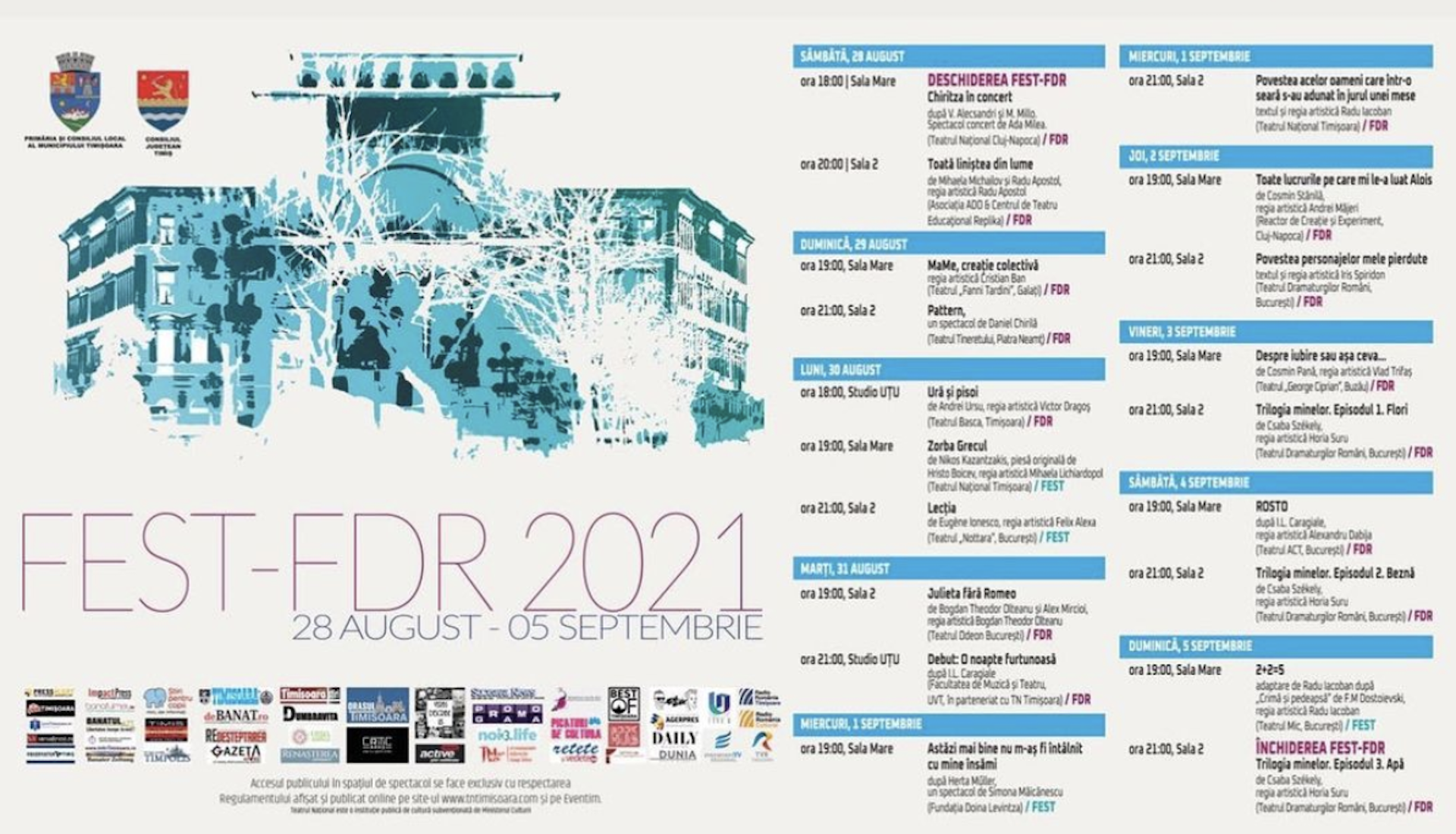 FEST – FDR 2021 – 9 zile de festival de teatru la Timișoara. Programul complet al spectacolelor
