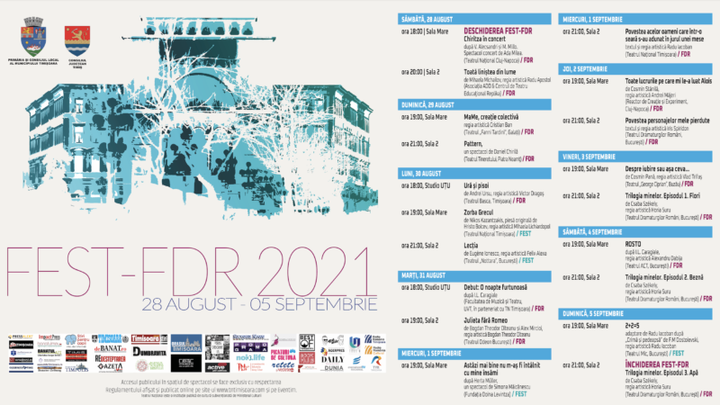 Luna aceasta începe Festivalul European al Spectacolului Timișoara – Festival al Dramaturgiei Românești (FEST – FDR)