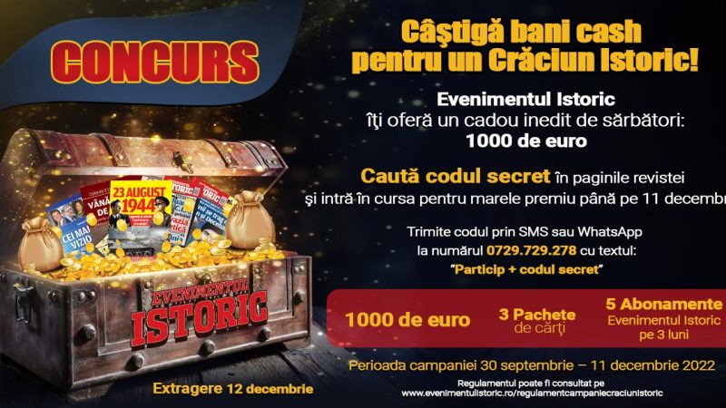 Concurs: Câștigă bani pentru un Crăciun Istoric! Cumpără noul număr Evenimentul Istoric și intră în cursa pentru marele premiu de 1000 euro!