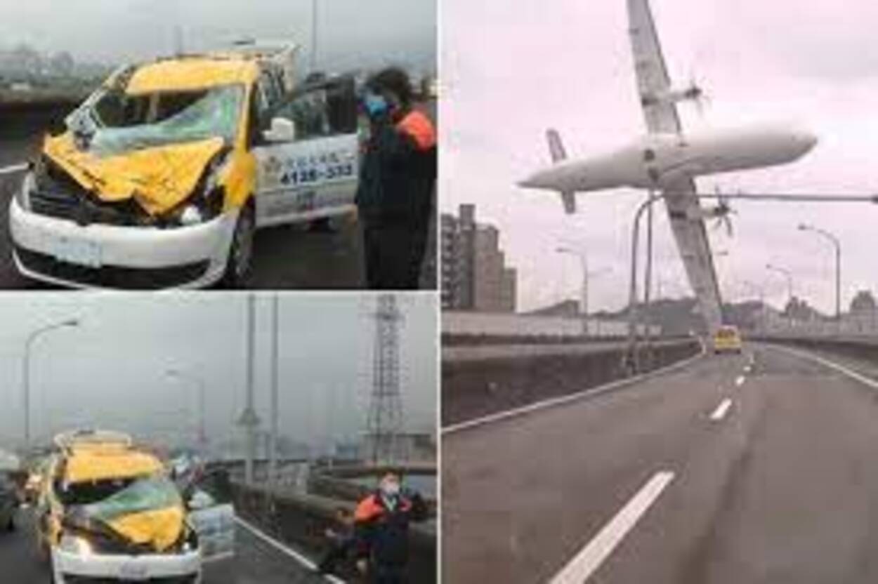 Tragic și spectaculos. Imagini cu avionul care taie un taxi în două înainte de a se prăbuși