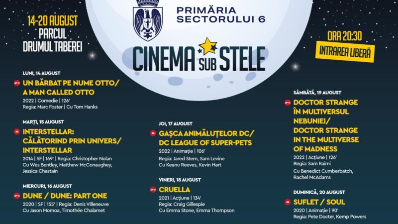 Cinema sub stele, în parcurile din Sectorul 6. Vezi filme din barcă, pe lacul din Drumul Taberei