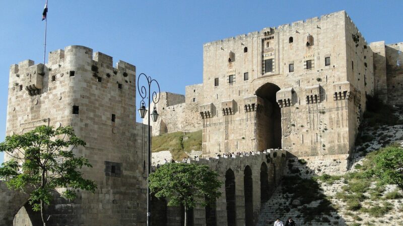 Cetatea din Alep, cu cel mai vechi castel din lume. Unele părți ale structurii datează din anul 3.000 î. Hr.