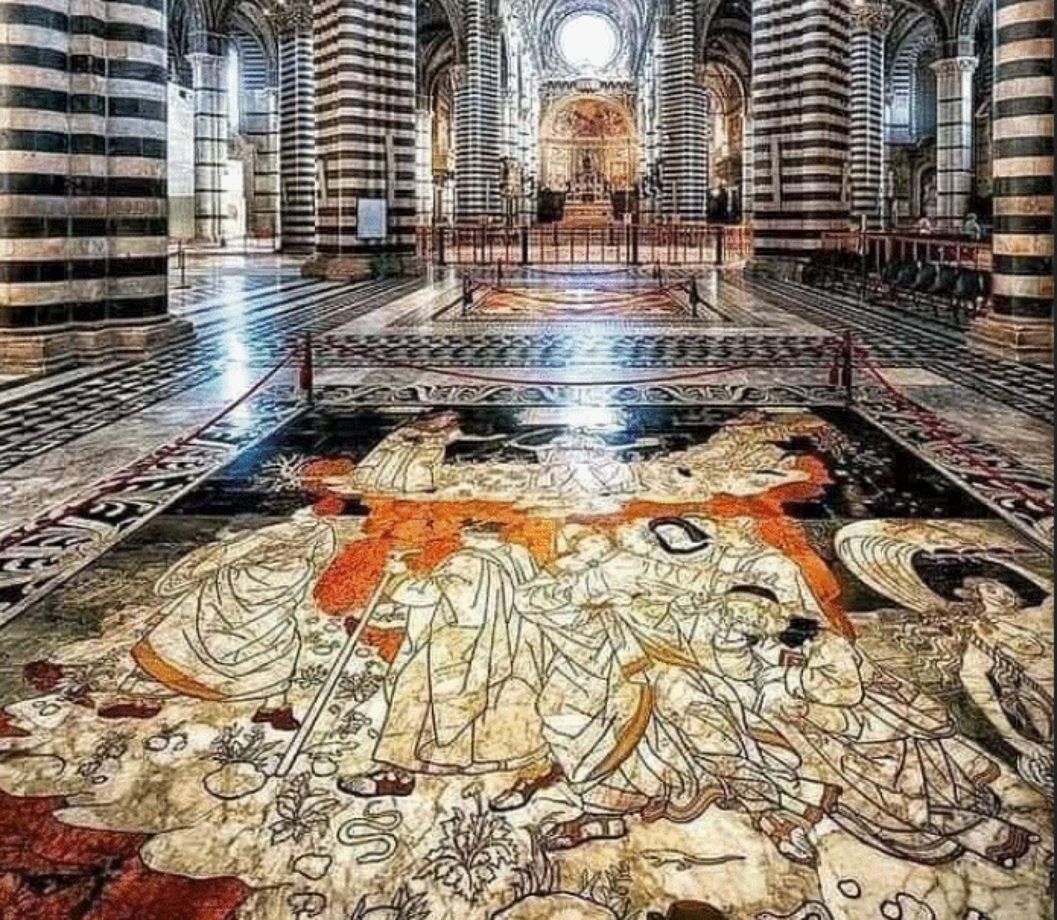 Povestea impresionantă a faimoasei podele din Catedrala Siena. Pentru realizarea acesteia au lucrat peste 40 de artiști
