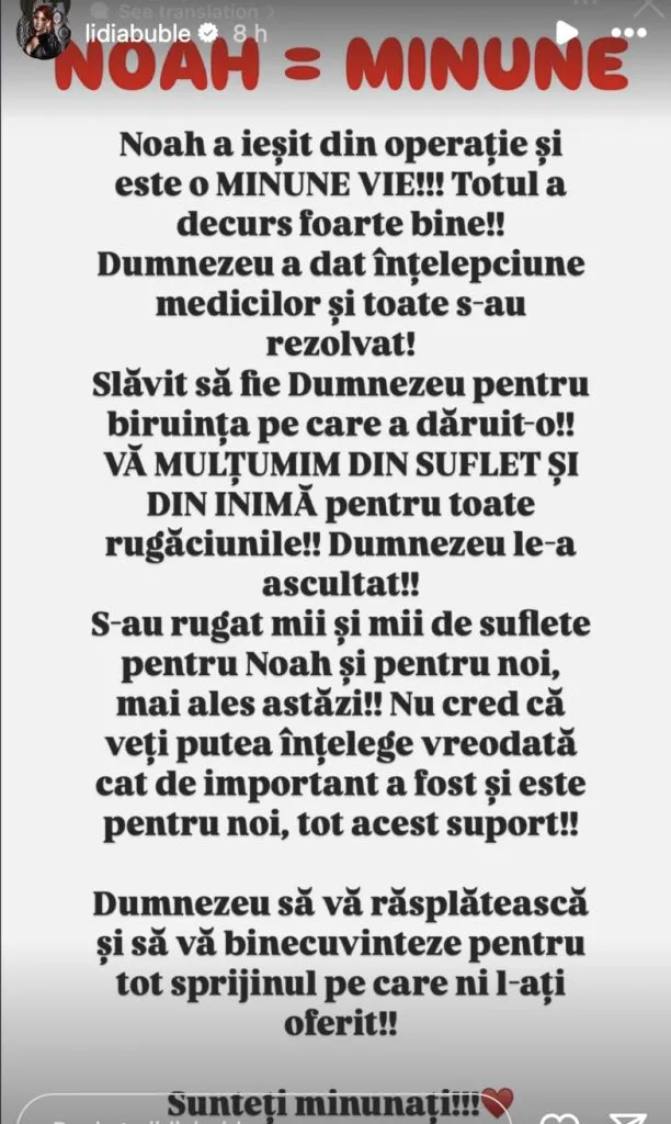 Drama cruntă a Lidiei Buble. A plecat de urgență în SUA, la spital: „Rugați-vă pentru el, vă rog!”