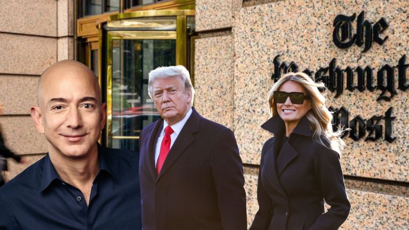 Melania și Donald Trump, noii prieteni ai miliardarului Jeff Bezos, patronul Amazon și The Washington Post. Filme și interzicerea opiniilor critice în ziar