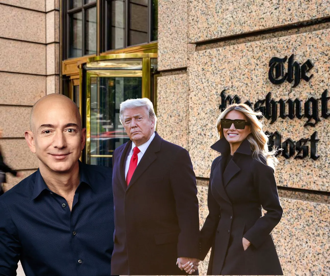 Melania și Donald Trump, noii prieteni ai miliardarului Jeff Bezos, patronul Amazon și The Washington Post. Filme și interzicerea opiniilor critice în ziar