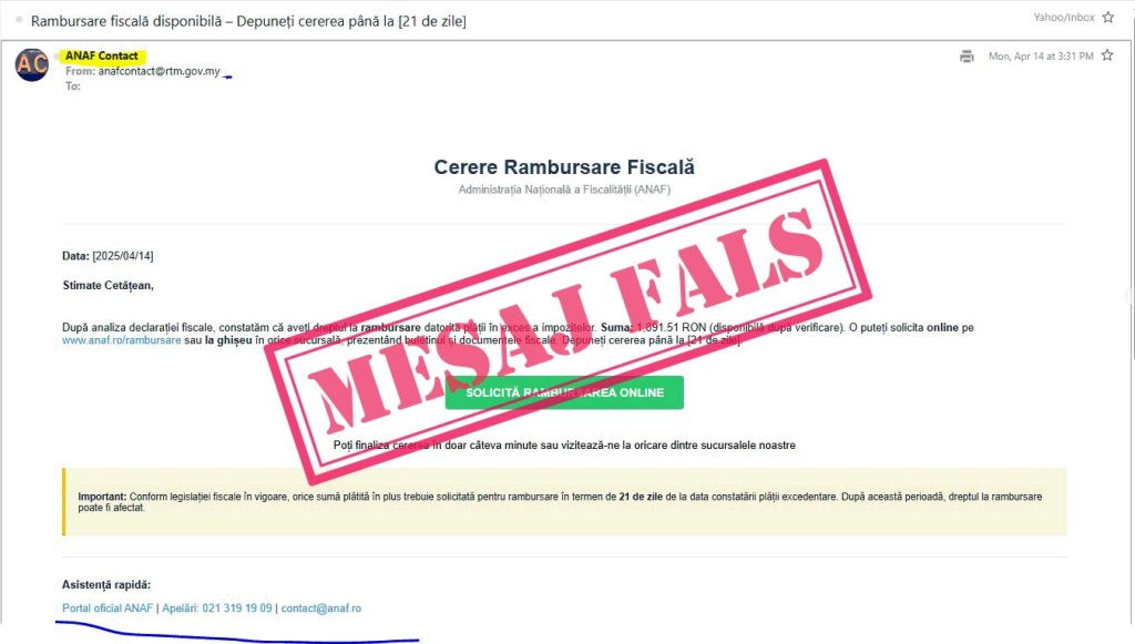 Alarmă de fraudă. Contribuabilii, înșelați în numele ANAF