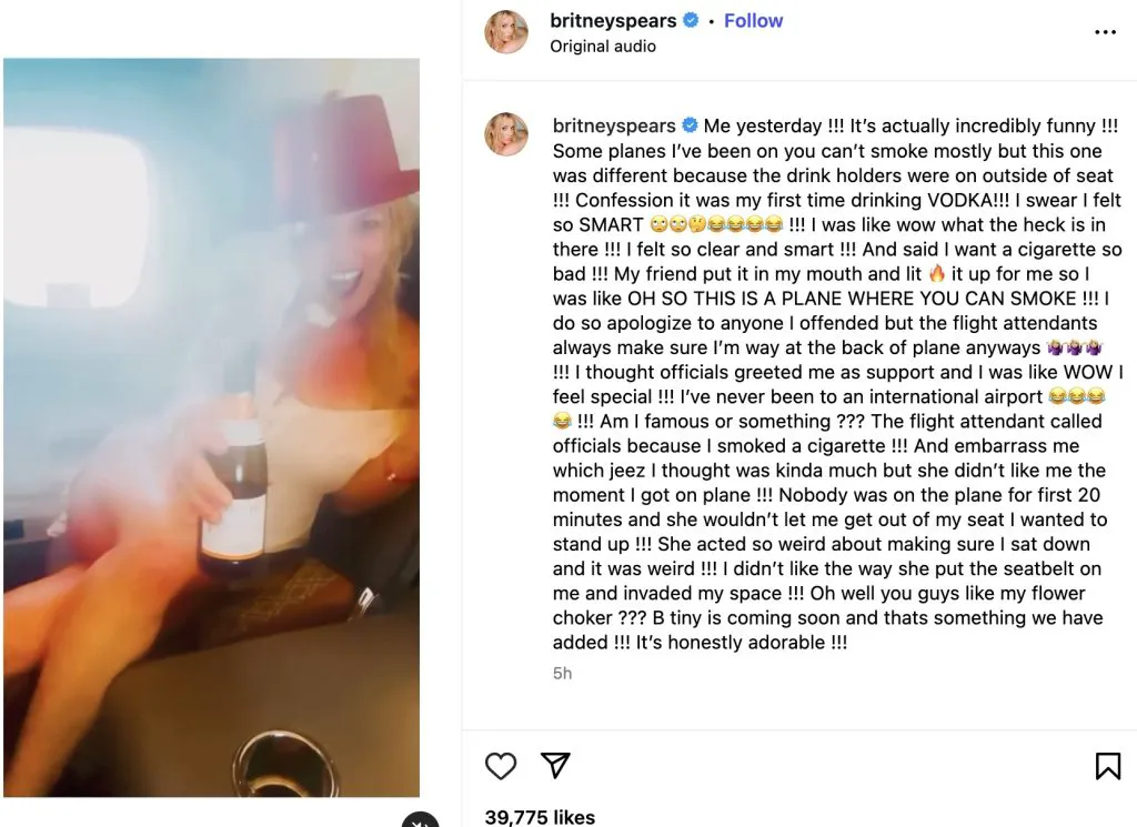Britney Spears s-a dat în stambă și a provocat panică la bordul unui avion privat. Au intervenit autoritățile
