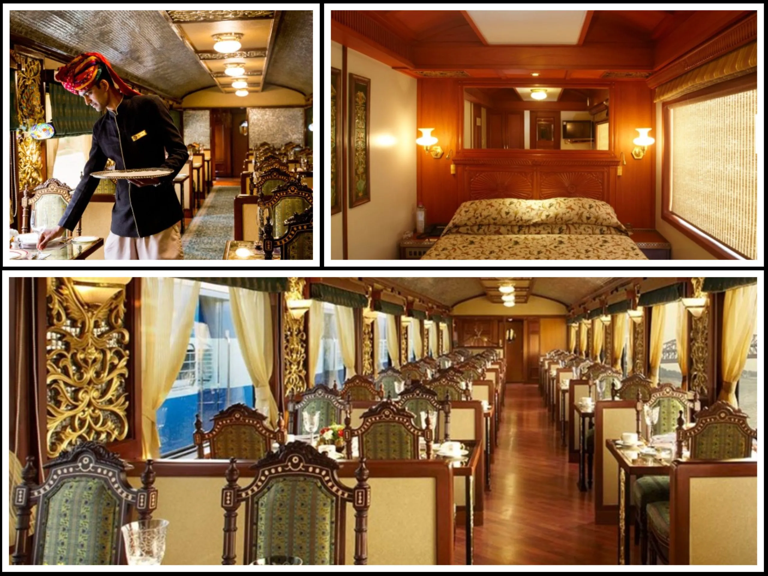 Povestea celui mai luxos tren din lume, trenul regal Maharajas. Are cabine decorate cu aur, draperii de mătase și mese gourmet