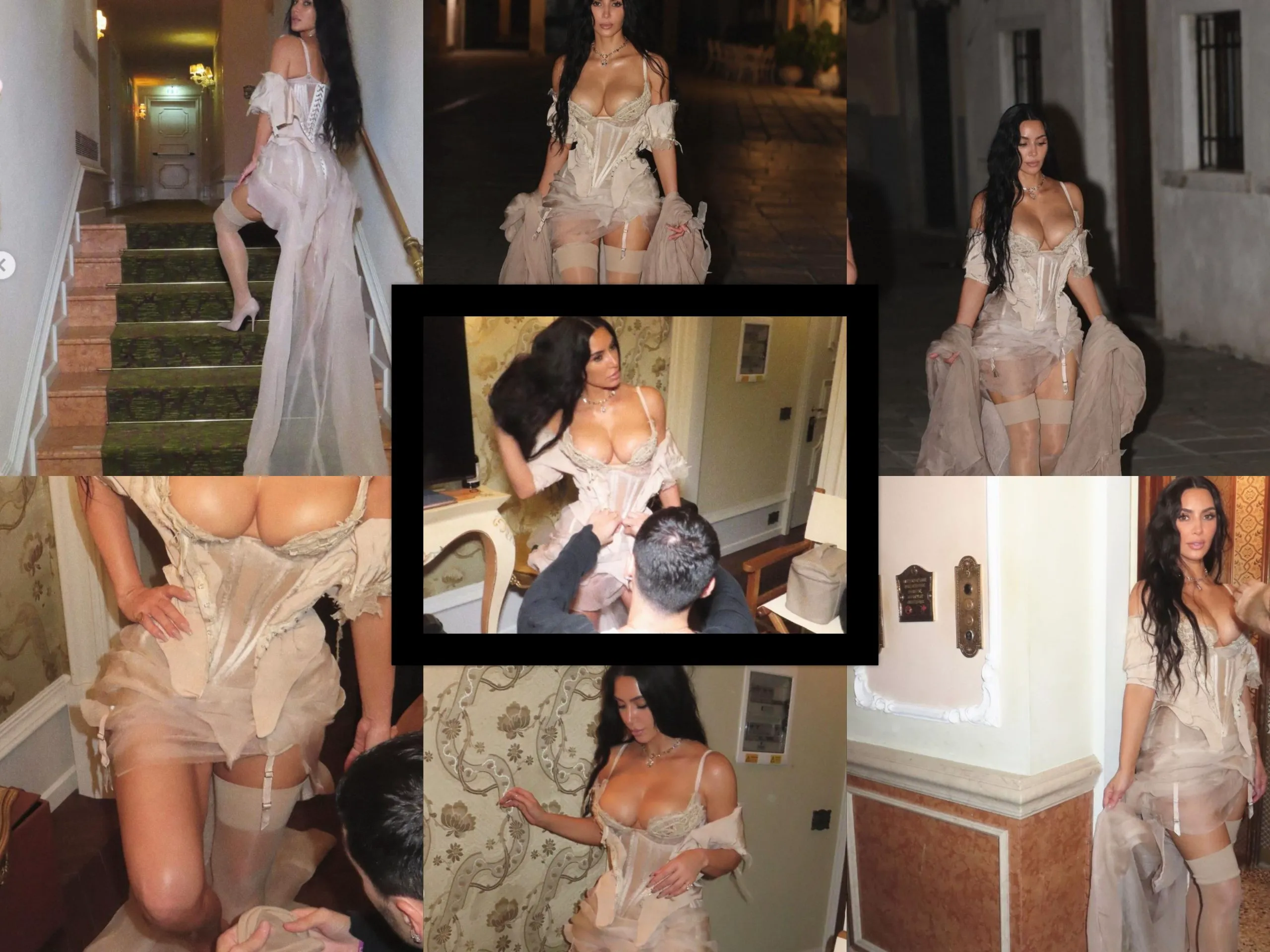 Ce ținută a purtat Kim Kardashian la nunta lui Jeff Bezos. Vedeta n-a ratat însă o sesiune foto în haine provocatoare