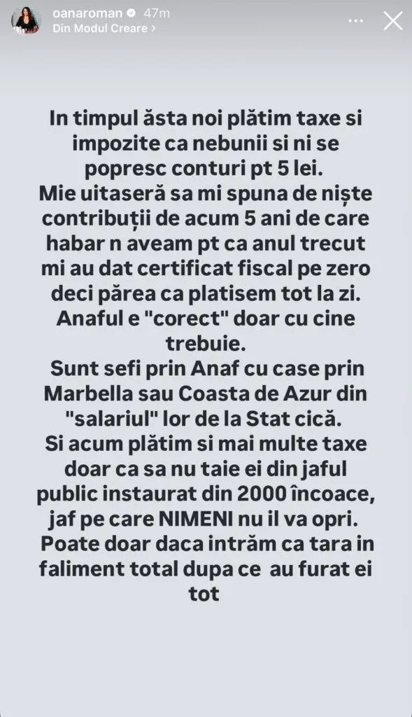 Oana Roman a dat-o pe politică. Spune pe șleau ce o enervează