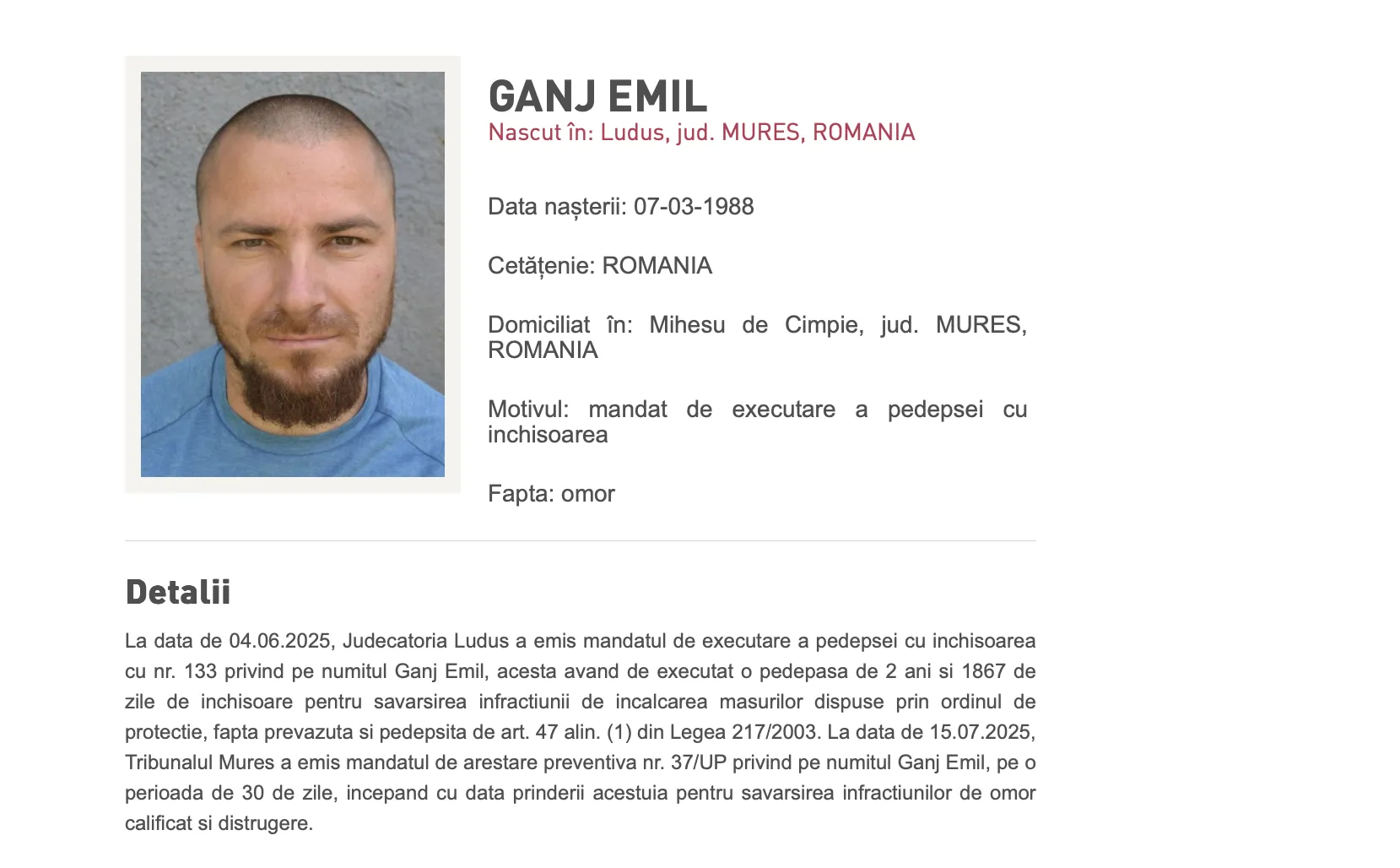 Criminalul din Mureș Emil Gânj folosește tactici militare, învățate chiar cu ajutorul statului român. Dezvăluiri halucinante