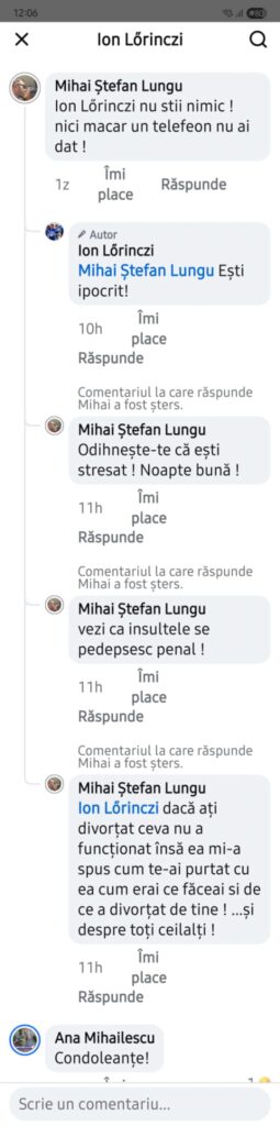 Mesaje dintre iubit cu fostul soț al Ioanei Popescu