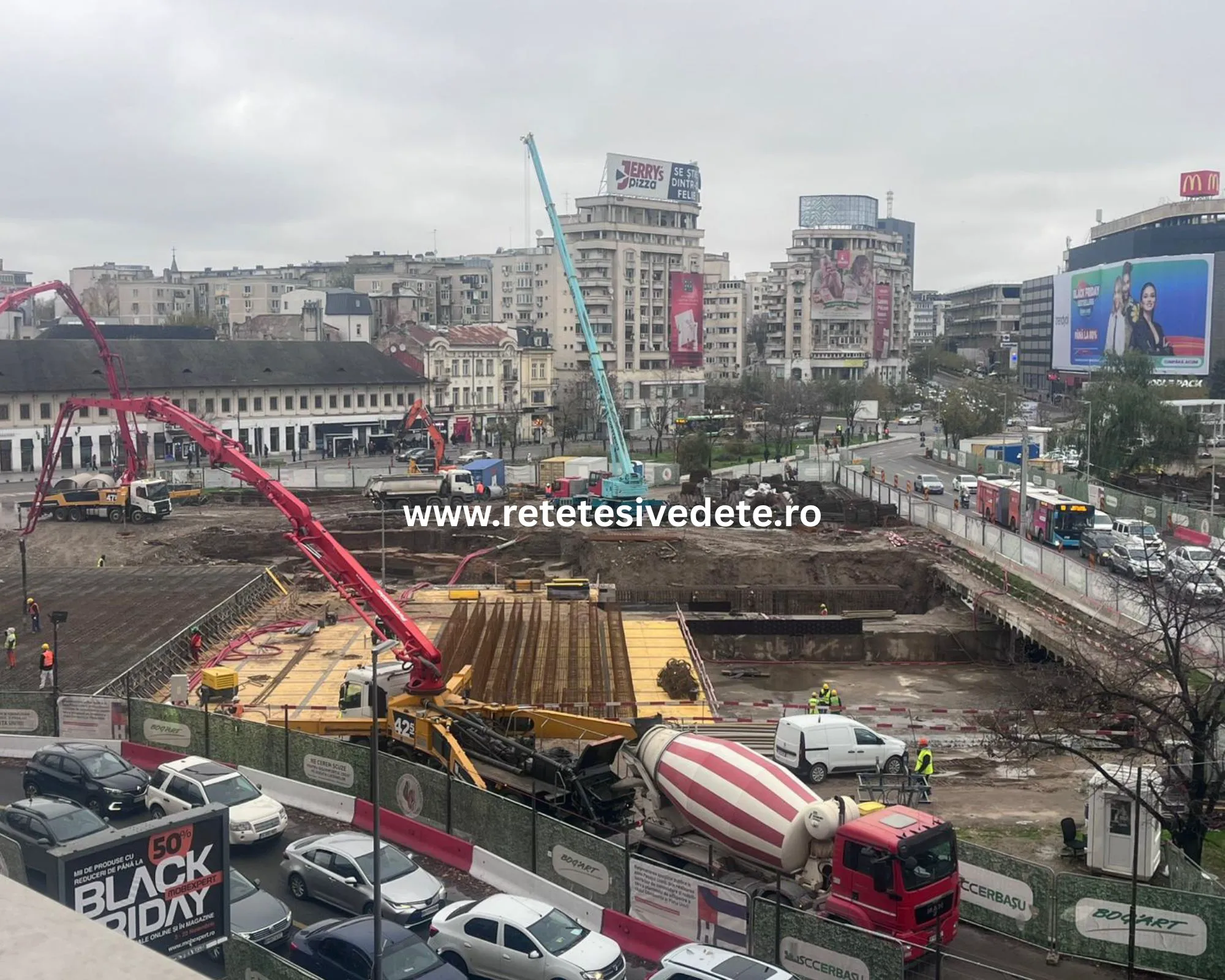 Mobilizare totală la Planșeul Unirii! Imagini exclusive cu stadiul lucrărilor din centrul Capitalei 