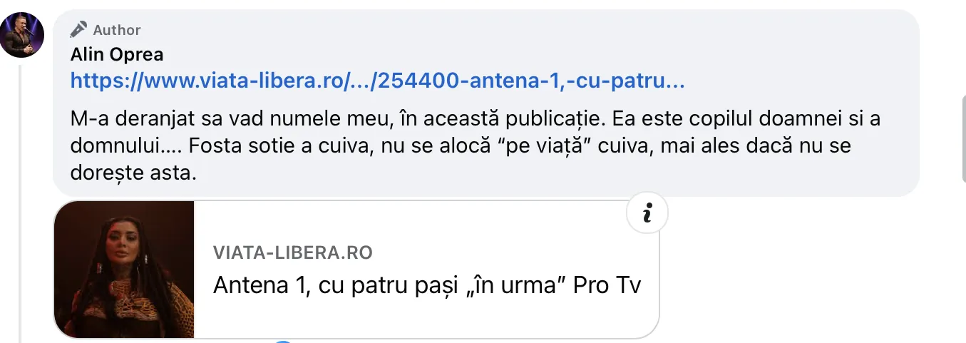 Alin Oprea, avertisment cu privire la Larisa Uță: „Pentru mine nu există fosta”