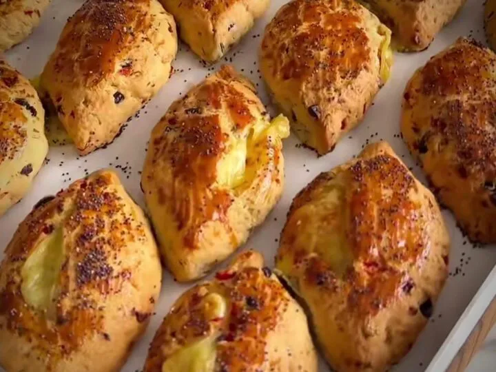 Pogăcele turcești cu ardei, verdeață și brânză