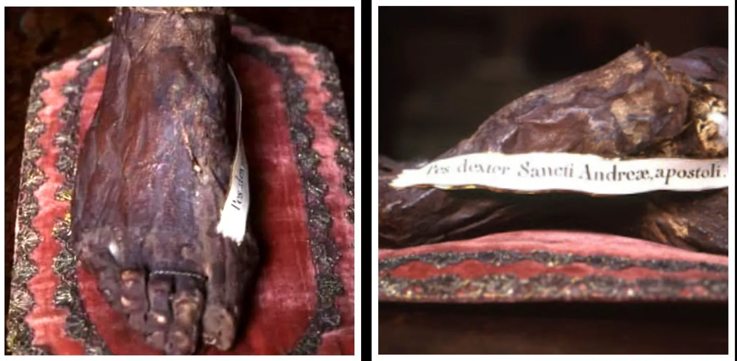 Talpa dreaptă a Sfântului Apostol Andrei se păstrează într-o mănăstire din Grecia, ctitorită de nepoata domnitorului Petru Șchiopul