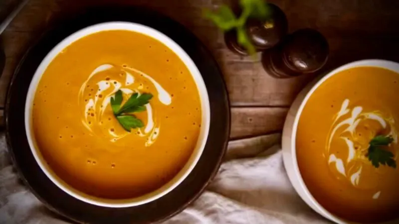 Supă cremă de cartof dulce cu linte