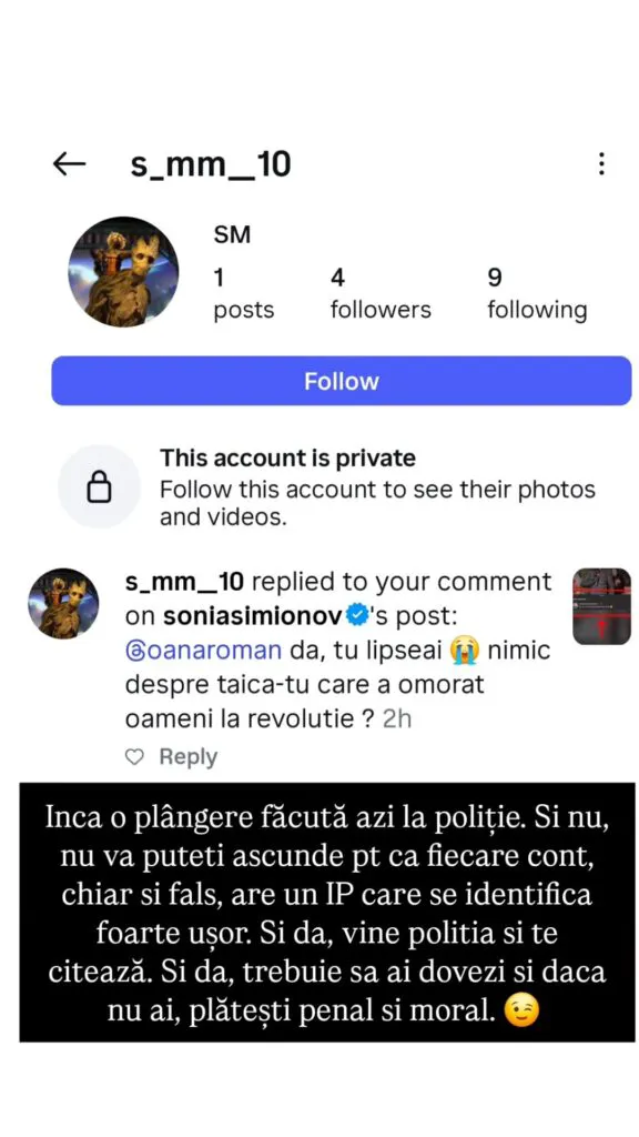 Oana Roman, două plângeri la poliție în două zile: „Nu, nu vă puteți ascunde!”