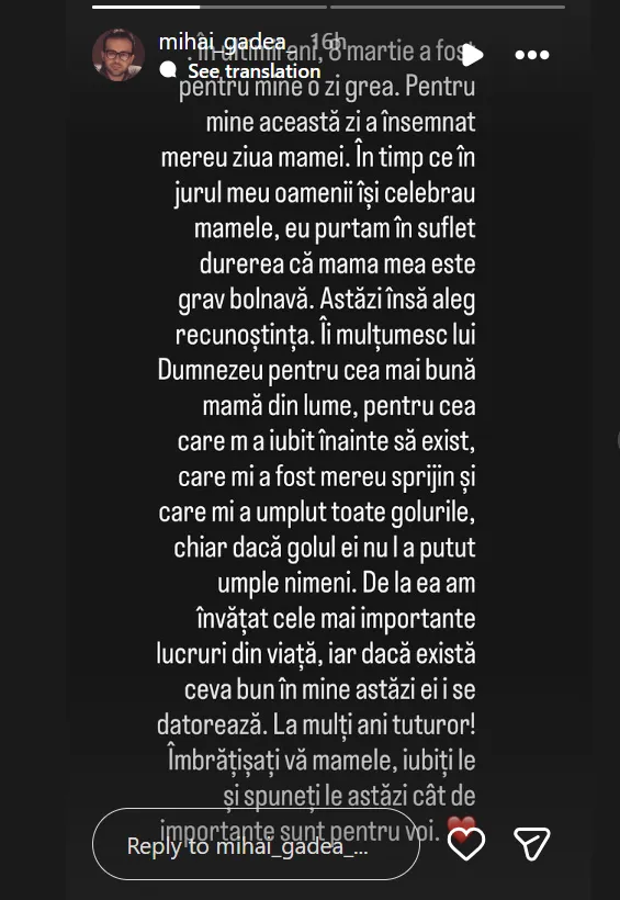 Mihai Gâdea, de la durere la speranță. Mesajul prezentatorului pentru toate mamele din lume 5 gadea 2