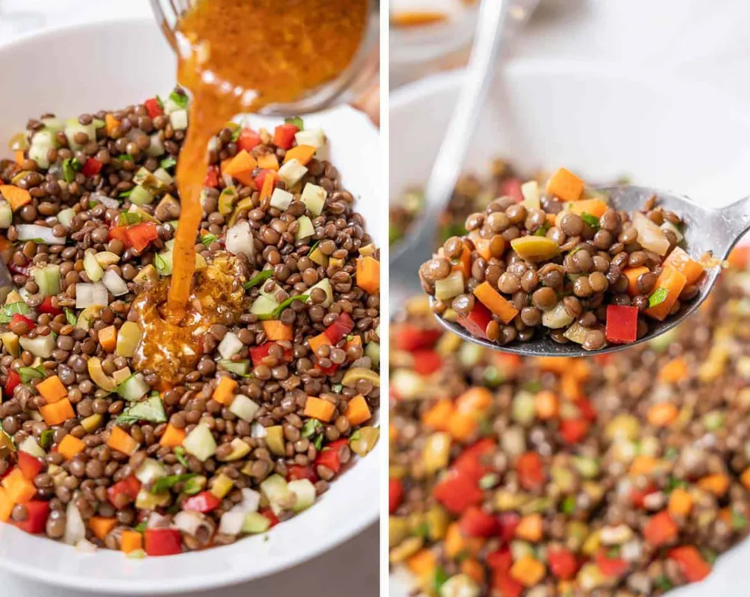 Salată spaniolă de linte pentru Postul Paștelui. Rețeta proaspătă, savuroasă și plină de vitamine