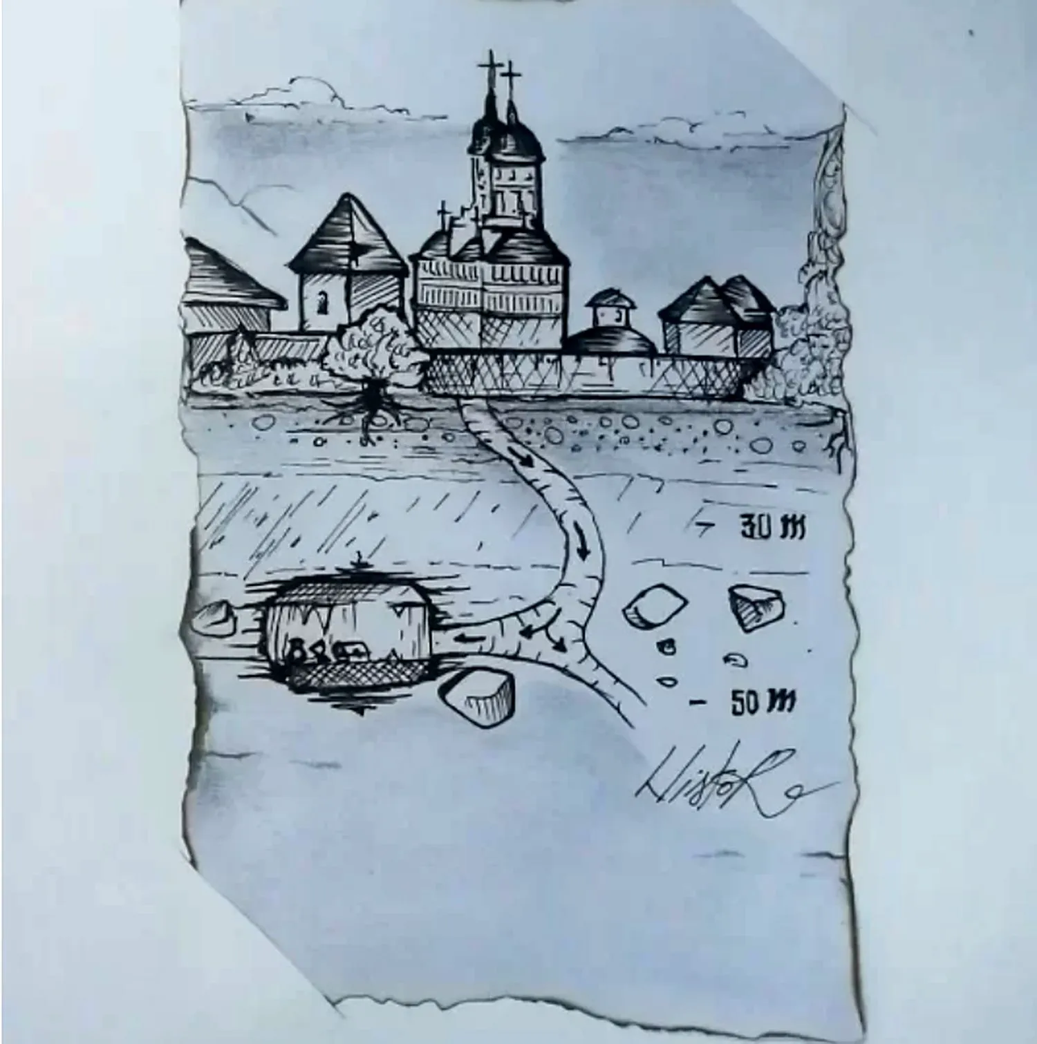 schita pesterii secrete manastirii cetatuia