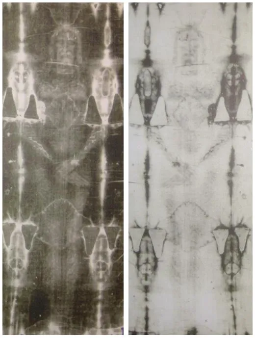 Polenul de pe Giulgiul din Torino ascunde adevărul despre răstignire 4 Prima fotografie a giulgiului din Torino, realizată în 1898 de Secondo Pia. Este interesant faptul că negativul este mai clar decât pozitivul. (foto: Wikipedia)