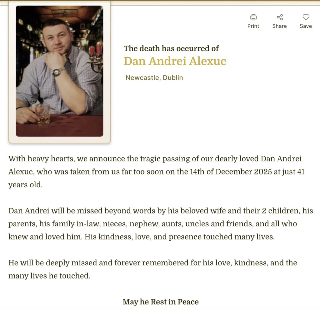 Detalii șocante în cazul lui lui Dan Andrei Alexuc, românul mort în condiții suspecte Irlanda. S-a descoperit cum a fost ucis