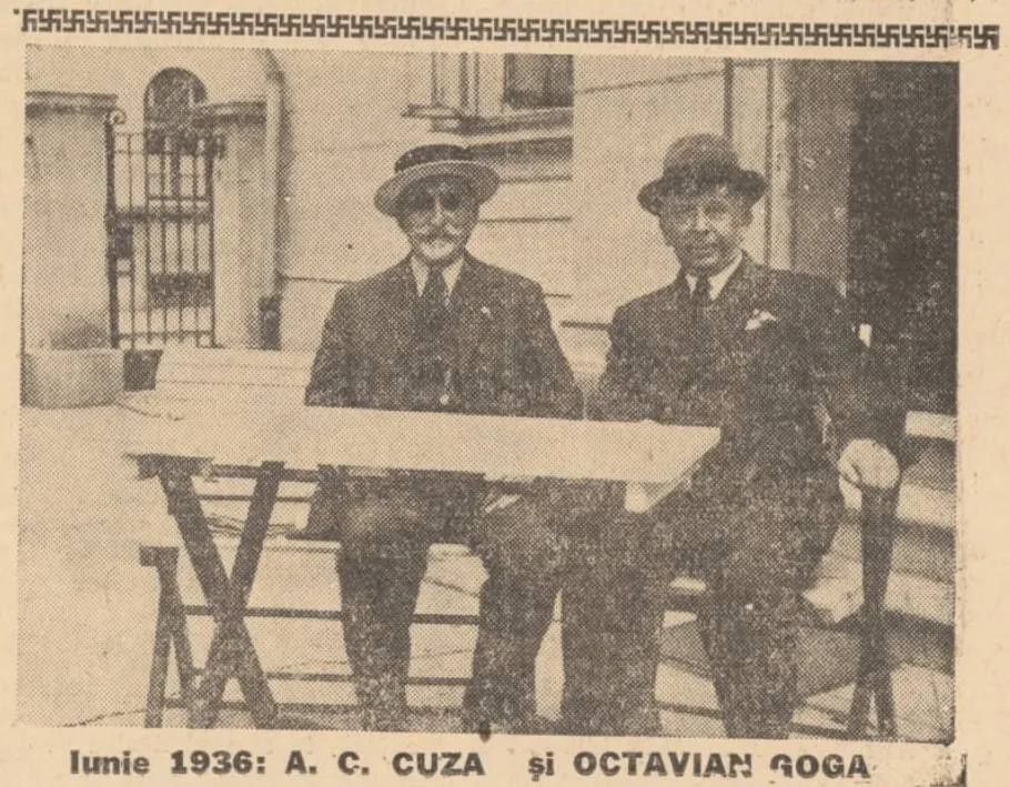 Octavian Goga (dreapta) și A. C. Cuza, în 1936 (foto: Wikipedia)