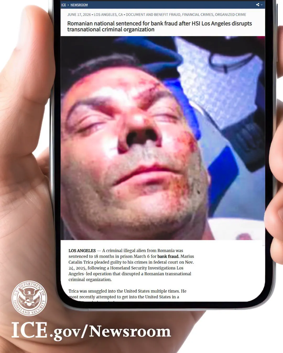 Român condamnat în SUA, după ce a intrat ilegal în America ascuns într-o ambulanță