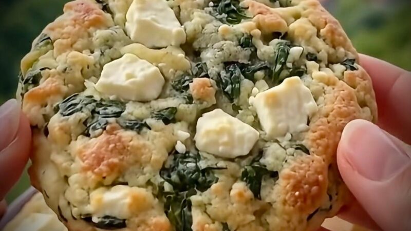 Biscuiți sărați cu feta și spanac. Rețeta grecească gata în jumătate de oră