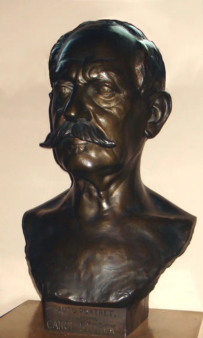 Fântâna Lahovary din București ascunde o poveste cutremurătoare. Ultimele cuvinte ale victimei: „M-au asasinat” 6 Autoportret–bust din 1926 al sculptorului Fântânii Lahovary, Carol Storck (foto: Wikipedia)