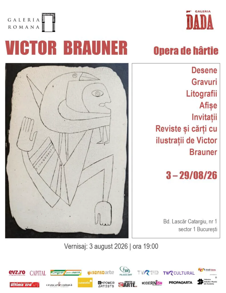 O expoziție în turneu național: artistul Victor Brauner la Galeria Romană cu „Opera de Hârtie” 2 Expoziția lui Victor Brauner - afiș cu informațiile utile