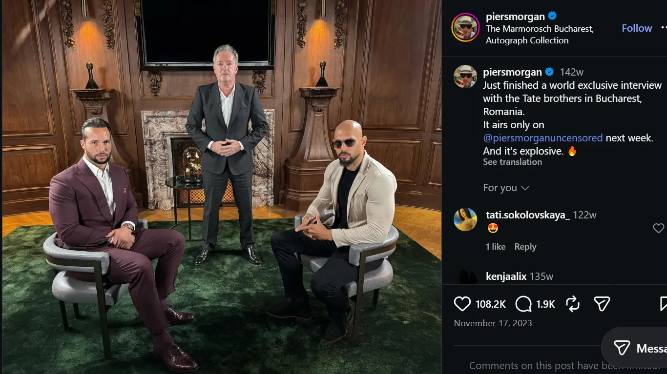 Frații Tate mai au două zile până li se decide soarta. România, folosită ca exemplu de avocați 3 Frații Tate mai au două zile până li se decide soarta. România, folosită ca exemplu de avocați