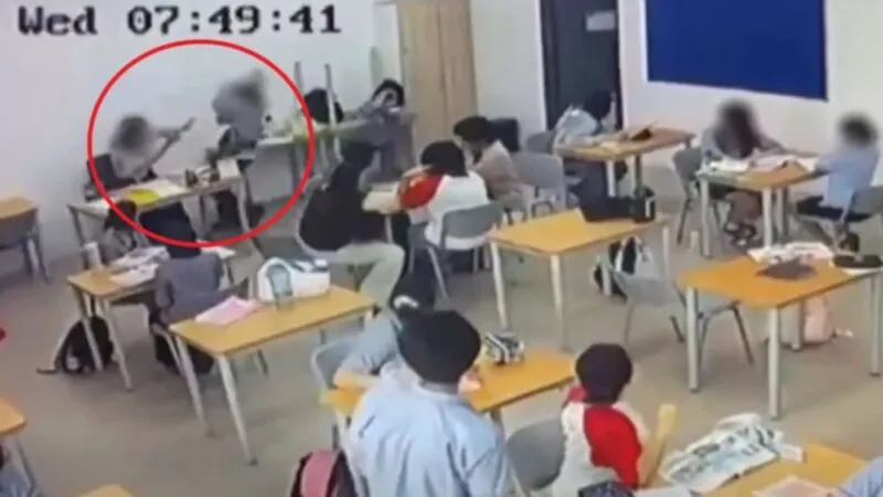 După atacurile din școlile din Bistrița și Pitești, alt elev de 16 ani a atacat o profesoară cu un topor. Filmarea face înconjurul lumii