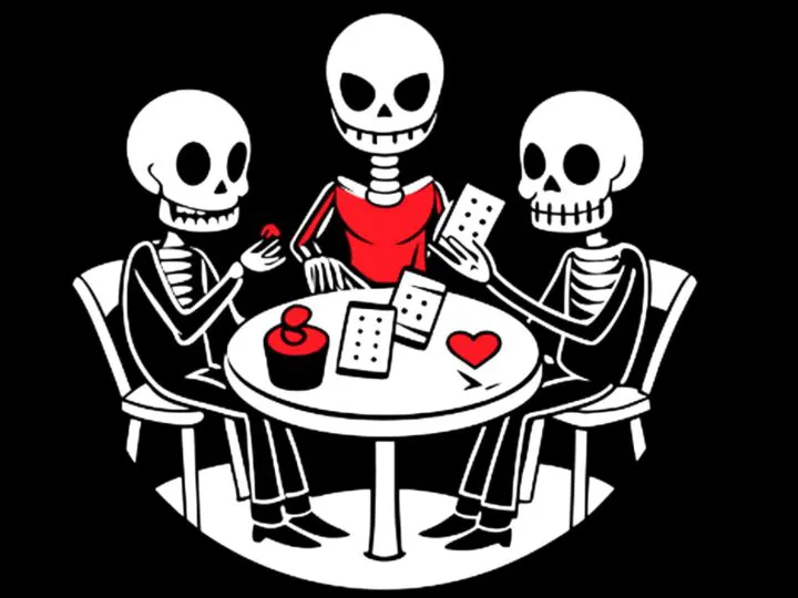 Bancuri. Cinci scheleți într-un cimitir, jucau poker. Dintr-o dată, un bețiv începe să facă scandal și gălăgie…