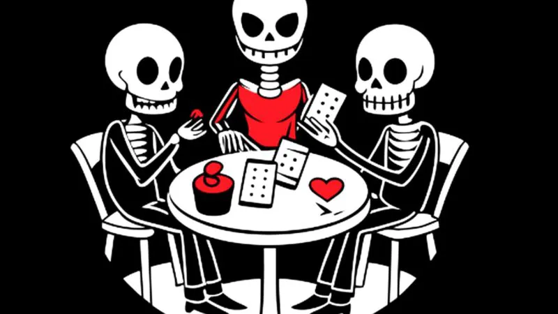 Bancuri. Cinci scheleți într-un cimitir, jucau poker. Dintr-o dată, un bețiv începe să facă scandal și gălăgie…